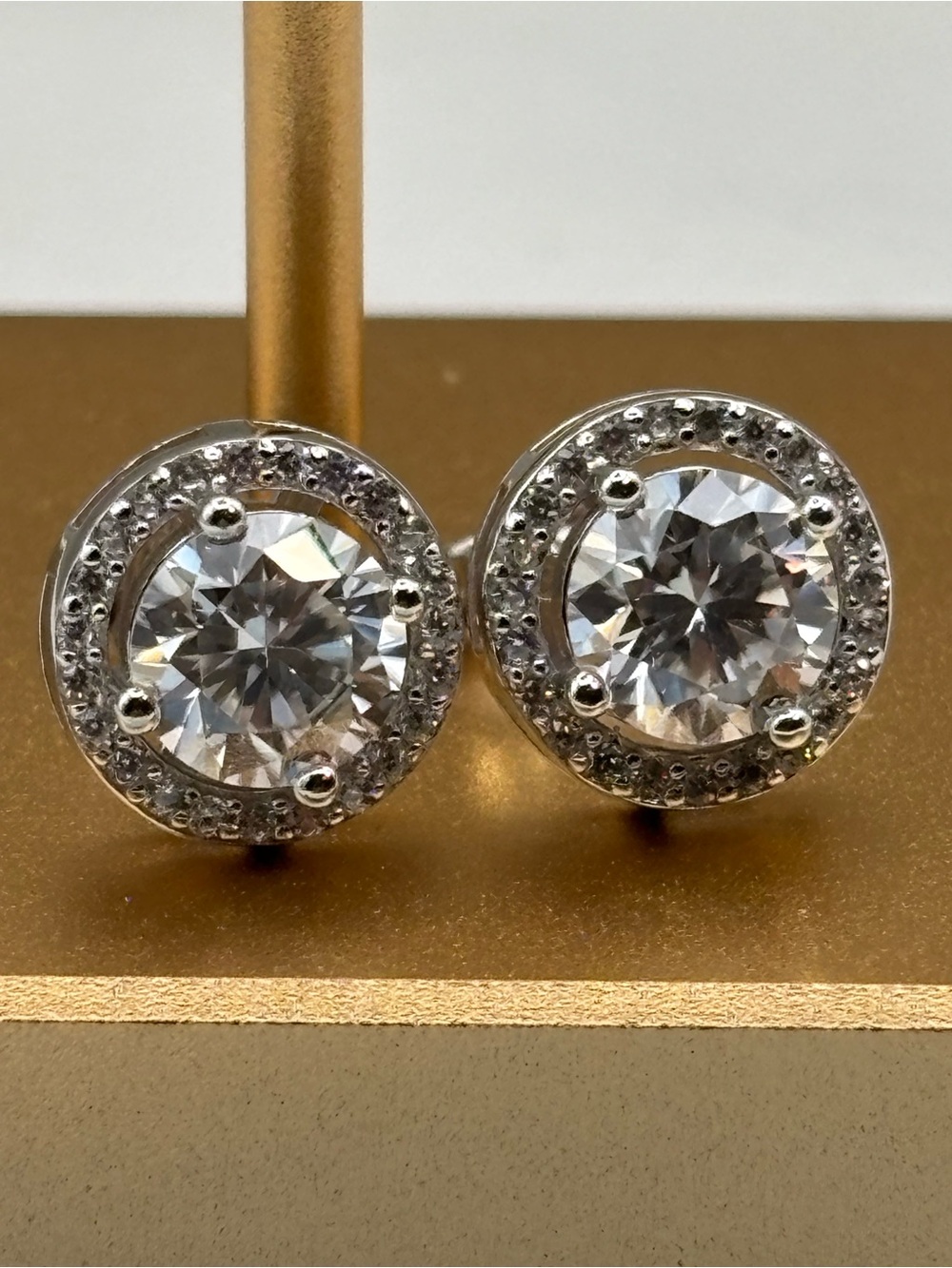 Certified 2.00ctw Round Brilliant Moissanite Halo Stud Earrings
